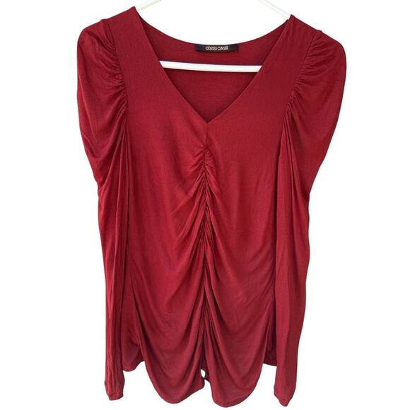 Roberto cavalli v neck ruched long sleeve top xs - Picture 1 of 7